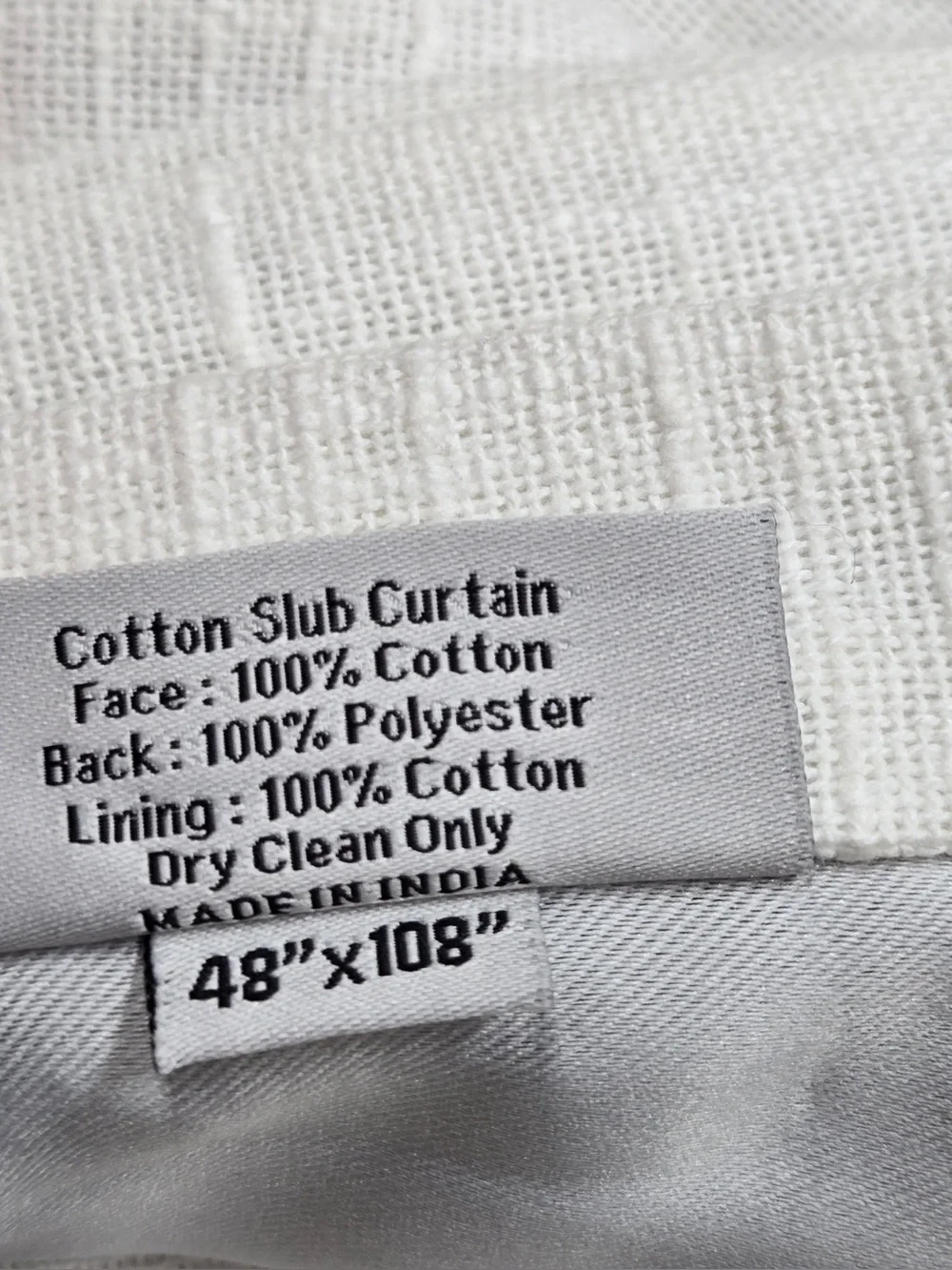 QUINCE Set Of 2 48x108 Cotton Slub Blackout Curtains White 0901